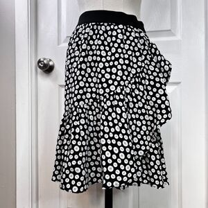 Anthropologie | Maeve | Button Polka Dots | Black and White | Ruffle | Sz M